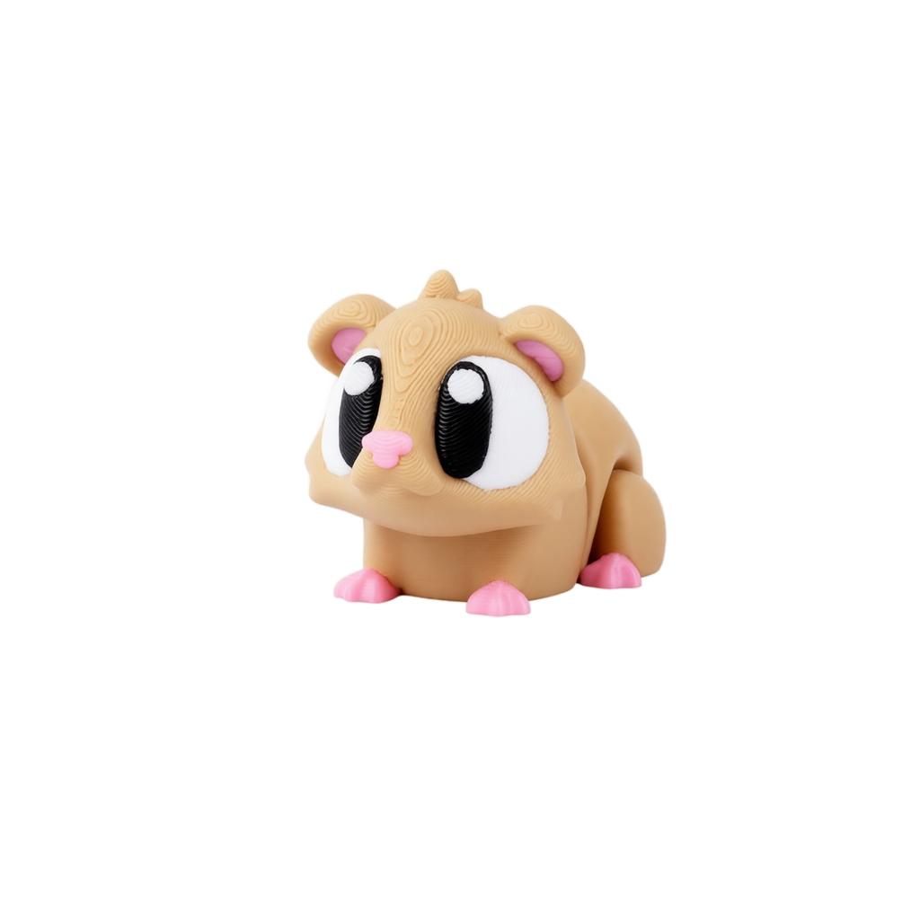 3D Printed Hamster with Big Eyes Articulated Desk Toy Small Animal Figurine