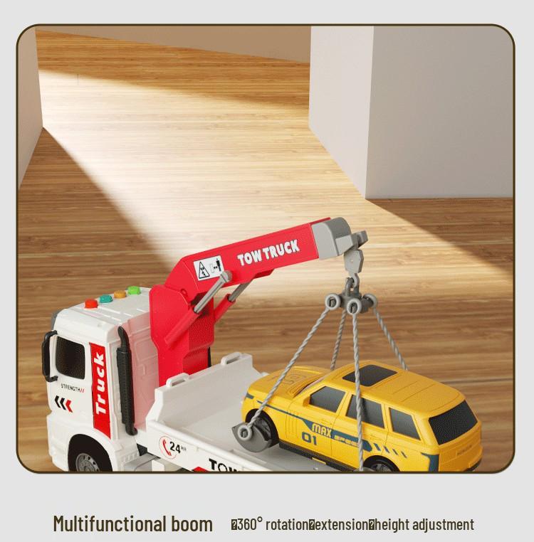 Large Rescue Tow Truck Crane Flatbed - Educational Engineering Transport Toy for Kids