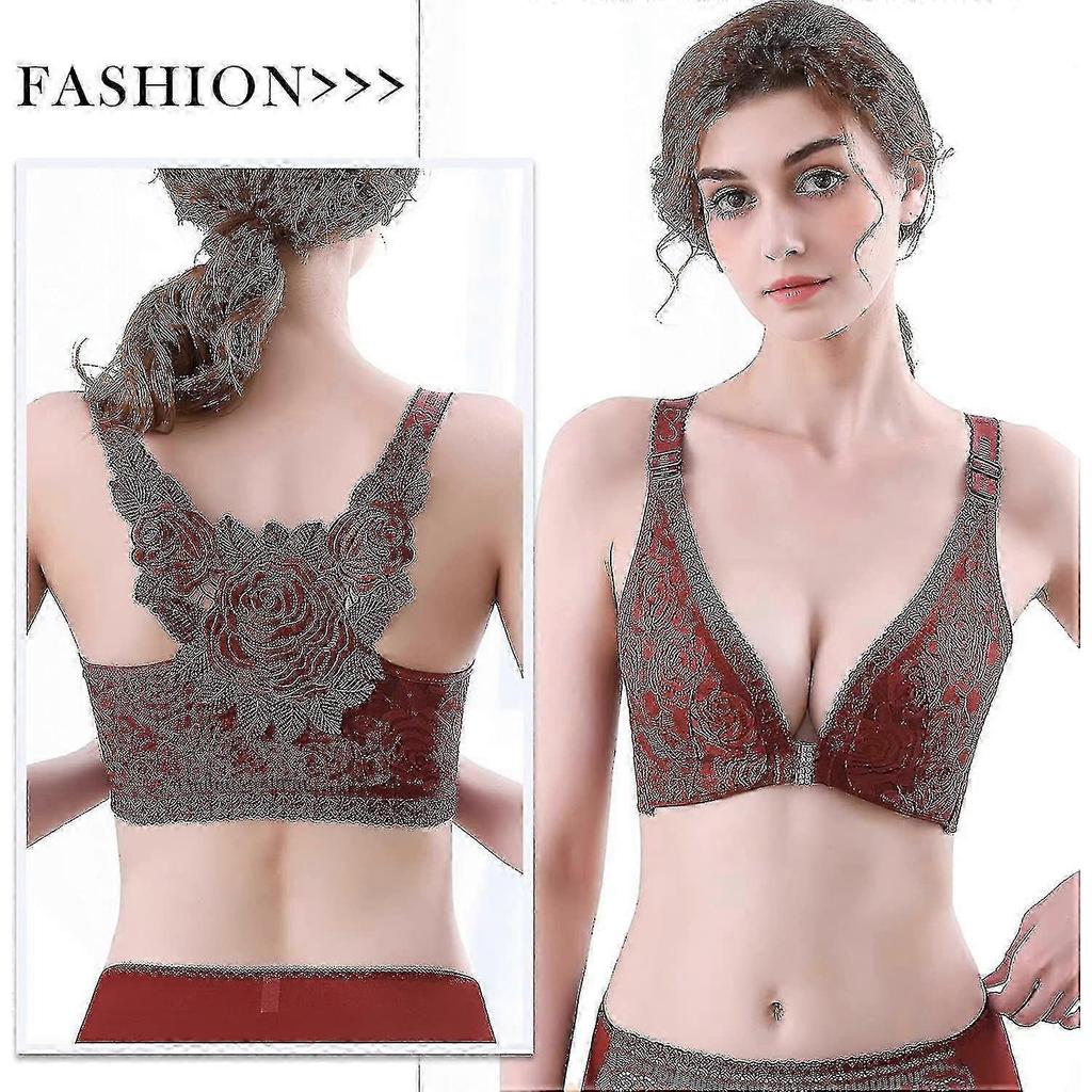 Floral Secrets Comfort Rose Bra, Comfort Rose Lift Bra, Front Closure Push Up Wire-free Seamless Bra C 25-26