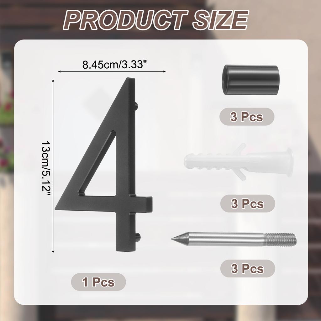 10" 0-9 Zwevende Huisnummers Massief Aluminium Modern Adresnummer voor Buiten met Spijkerkit voor Thuis Straat Kantoorbord Zwart