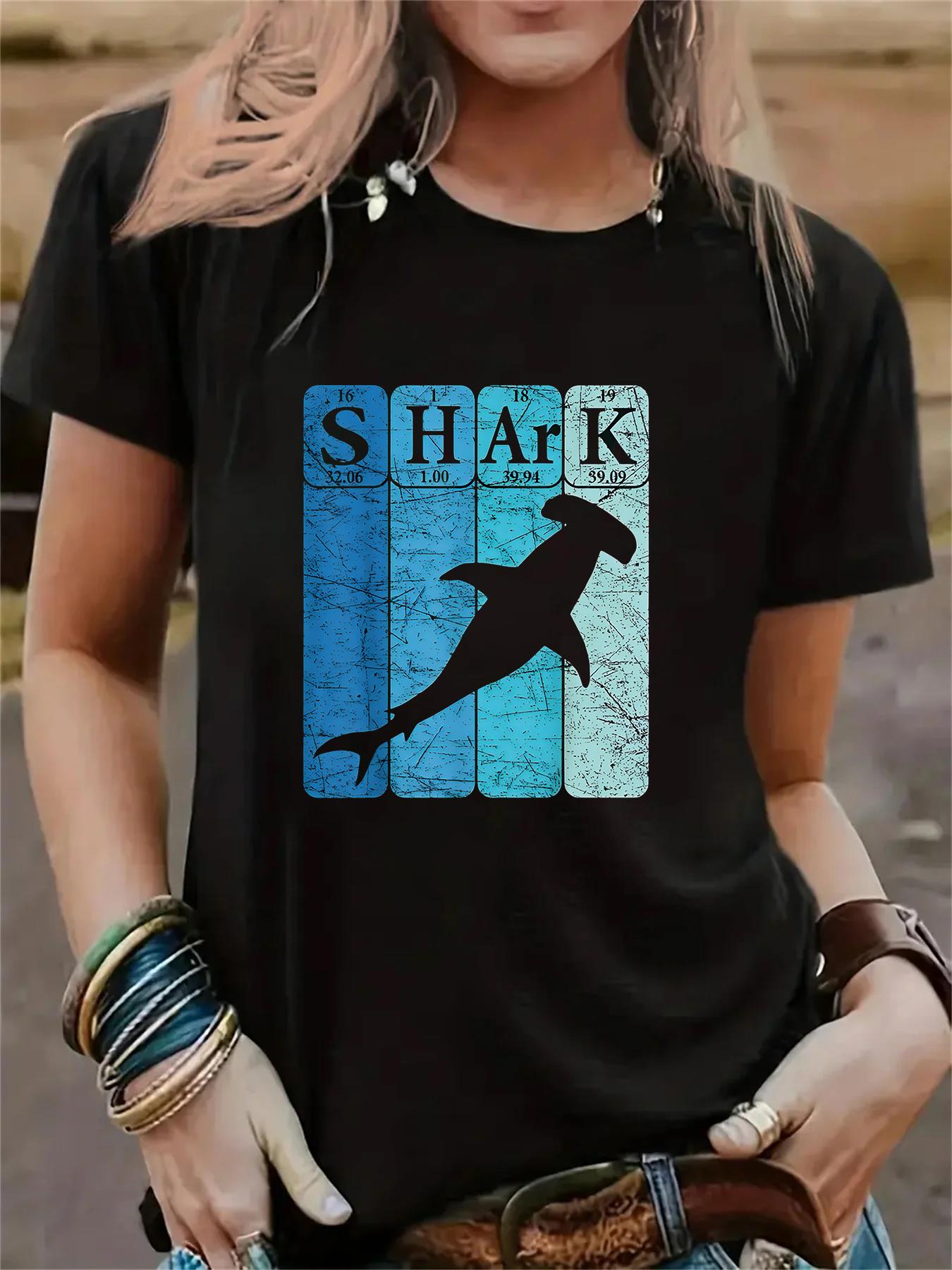 

Футболки с изображением акулы-молота для женщин, женская футболка с графическим принтом, футболка большого размера, эстетическая летняя сексуальная футболка в стиле Харадзюку