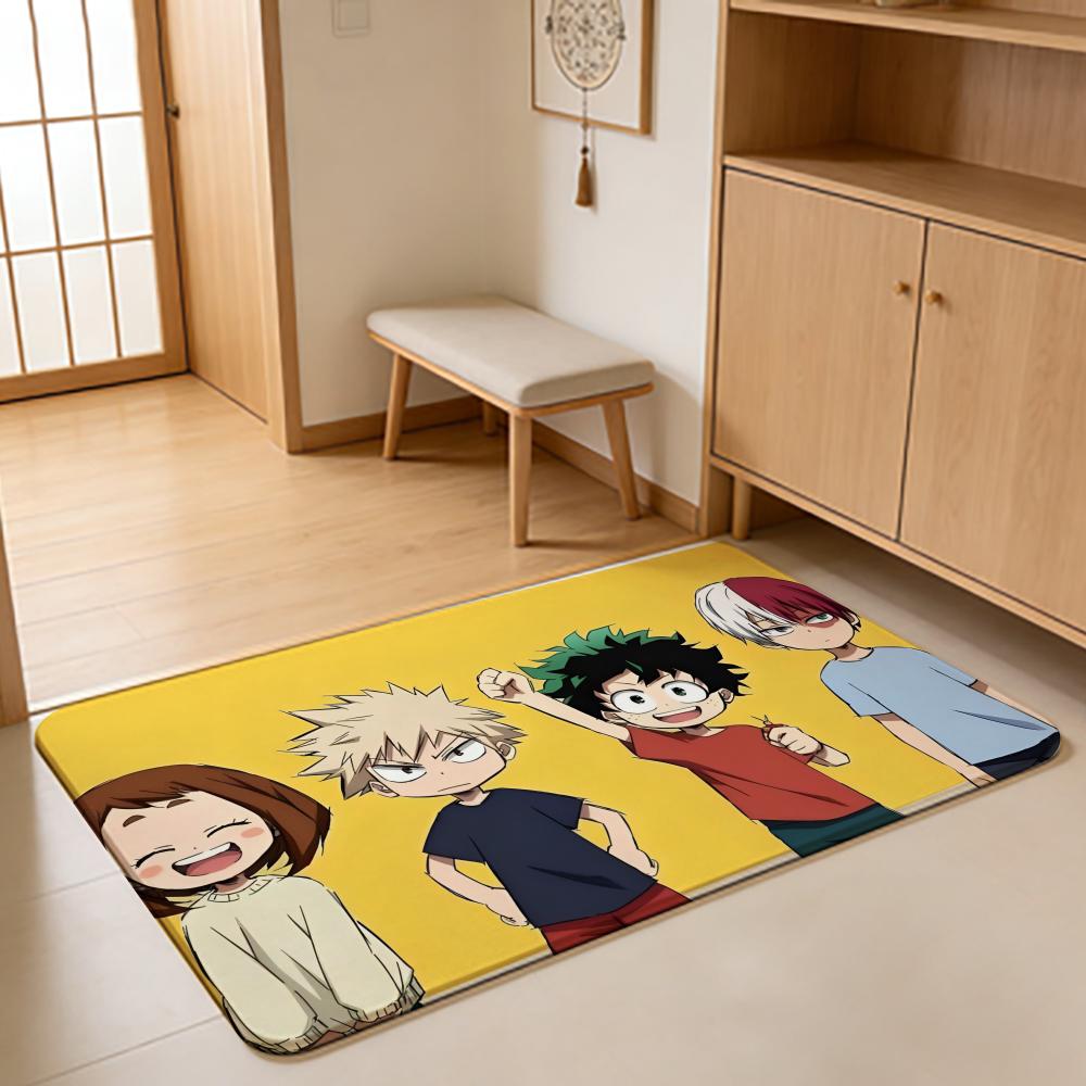ANIME M-My Hero Academia Floor Mat Absorbent Floor Mat Non-Slip Entrance Rug for Bathrooms Restrooms and Toilets