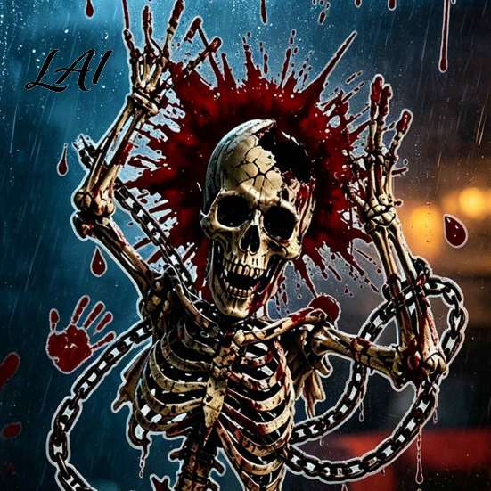 Interior Exterior Window Decorations Halloween Static Clings Skeleton Ghost Wall Sticker with Blood Reusable PVC Film Handprints Scary Decor