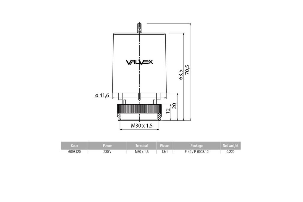 BASE M30 x 1.5 thermoelectric head