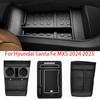 Auto Central/Cup Holder Storage Box Console Armrest Organizer ABS For Hyundai Santa Fe MX5 2024 2025 Interior Trim Accessories