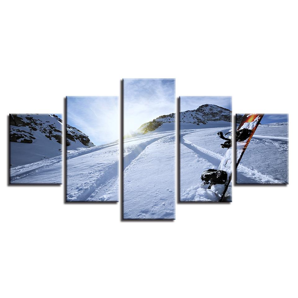 Modular Canvas HD Prints Posters Home Decor Wall Art Pictures 5 Pieces Ski Facility Art Paintings No Frame