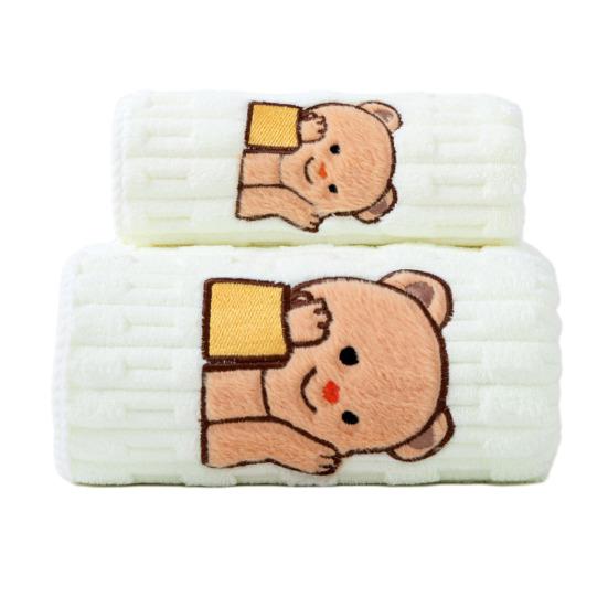 

Набір рушників з вишивкою мультяшного ведмедика, 2 шт., рушники для ванни та рук з коралового флісу для дорослих, швидкосохнучі, необхідні речі для ванної кімнати для дому, ванної кімнати, використання на морі 1 Set бежевий
