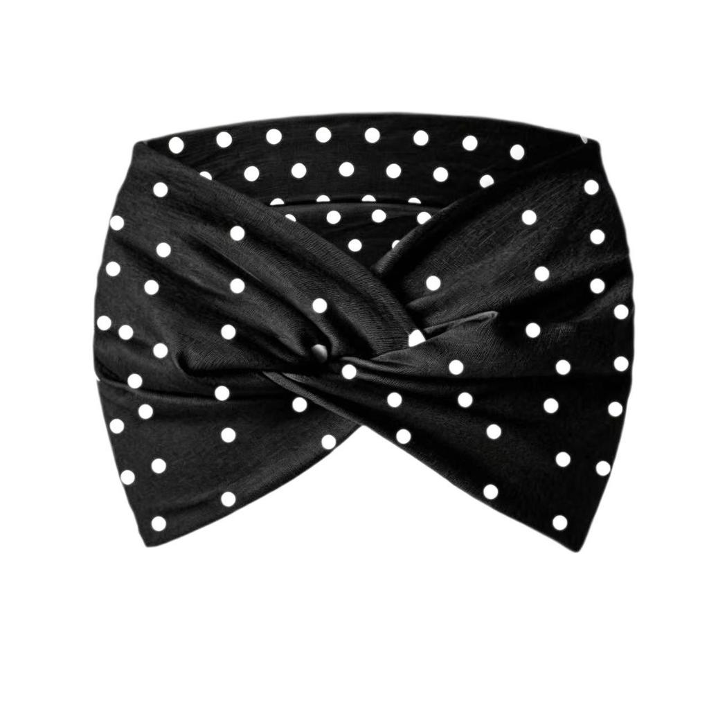 Women's Wide Elastic Polka Dot Headband: Yoga, Sports, & Retro Fashion Accessory