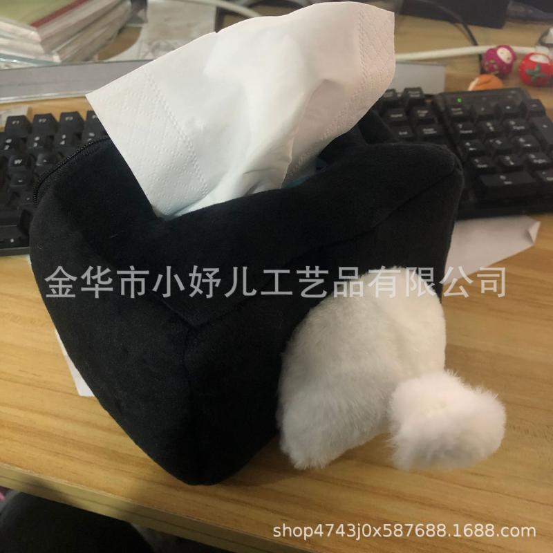 Playful Kitten Tissue Box Creative Plush Toy Storage Box Modern Minimalist Living Room, Bedroom and Car Decor Pull-Out Tissue Box