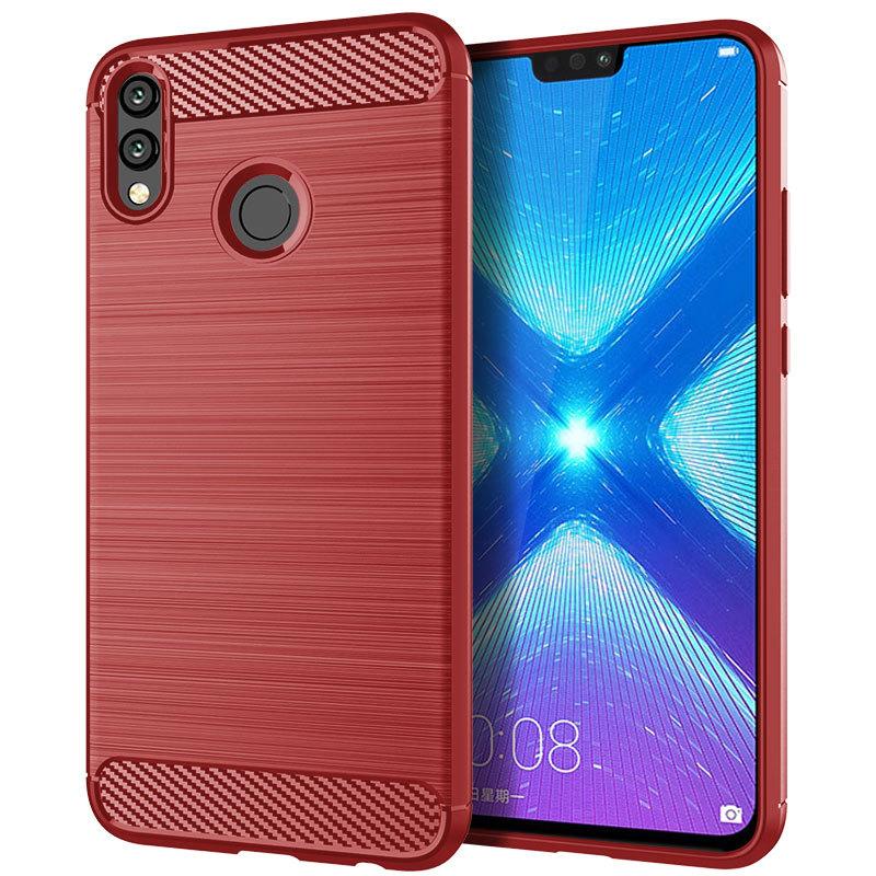 Matt silikondeksel til Honor 8X TPU Støtsikkert Karbonfiber Mykt Bakdeksel til honor 8x Huawey Antistøt frostet deksel