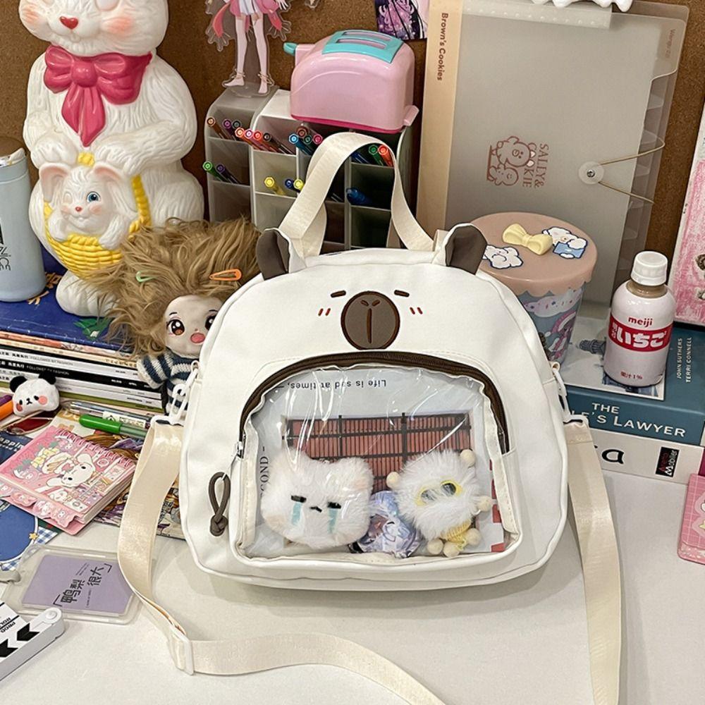 Large Capacity Capybara Shoulder Bag Harajuku Canvas Tote Bag Lovely Transparent Itabag  Shopping