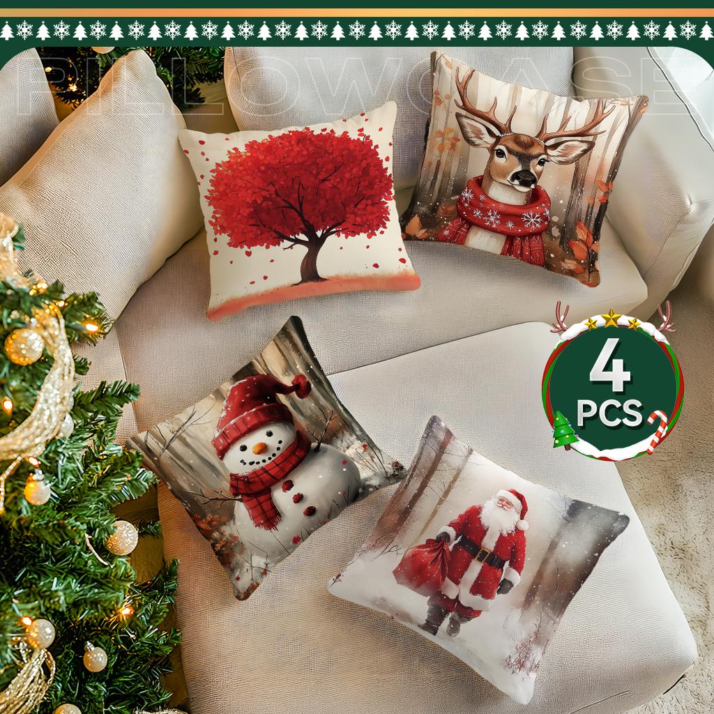 Christmas Theme Pillowcase Square Bedroom Sofa Cushion Cover 100% Polyester Living Room Soft Cushion Pillowcase Home Decor