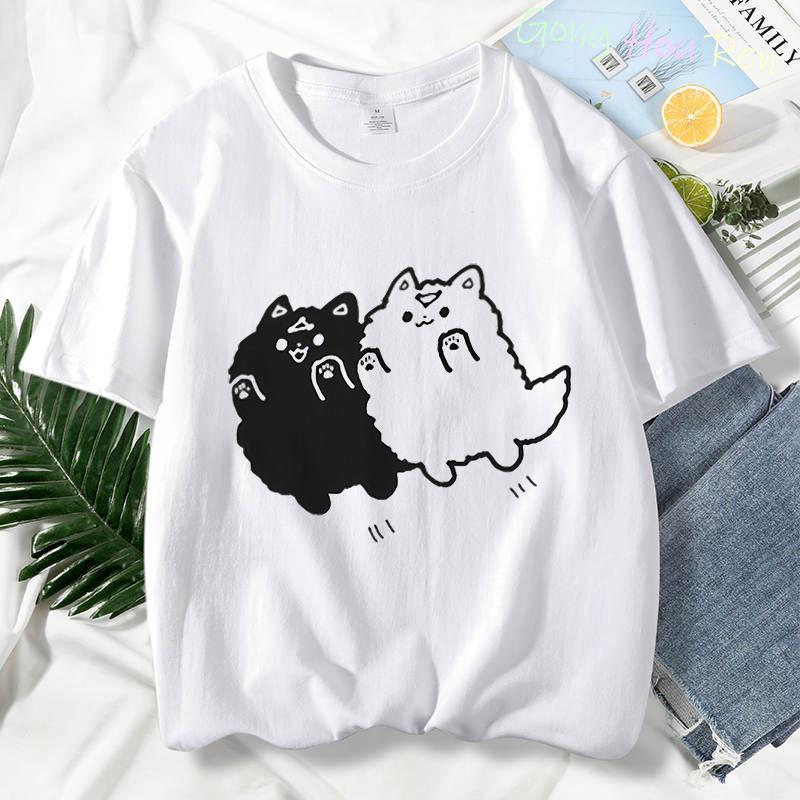 Japonské tričko Manga Jujutsu Kaisen Top Dámské Anime Gojo Satoru Tričko s potiskem Funny Gojo Cat Grafika Tričko Kawaii Neformální topy