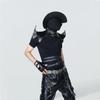 Nieten Punk PU-Leder Umhang Weste Mann Frau Gothic Vintage Ultra-kurz Leder Weste Cosplay Schulterpanzer Geschirr