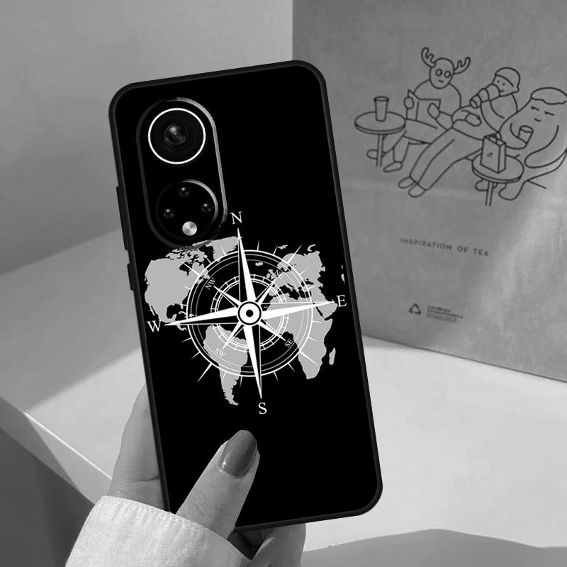 World Map Compass Nautical For Honor Magic 8 Pro 5 6 7 Lite Case For Honor Win RT 200 400 50 70 90 X8b X9a X9b X9c X9d