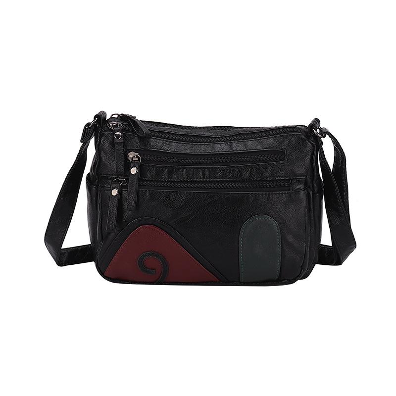 Ladies Retro Simple Medium Soft Leather Shoulder Mother Bag Washed Multi-compartment Large-capacity Mobile Phone Change Bag