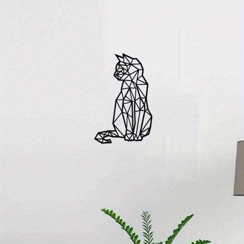 Laser Cut Geometric Wrought Iron Cat Wall Art Sculpture Home Decor