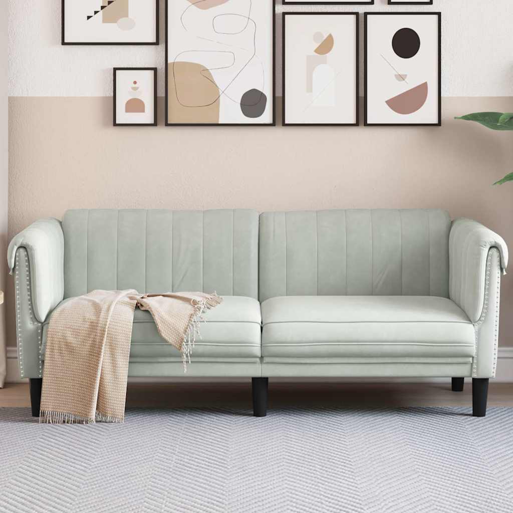 2 Seater Sofa Light Grey Velvet