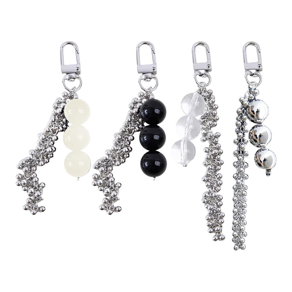 Stylish Tassel Keychain for Keys Bags Backpacks Fashionable Acrylic Beaded Phone Chain Decorative Jewelry Accessory