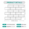 VEELIKE Waterproof Kitchen Tile Stickers, Heat Resistant, 6 Sheets, 30x30cm, Brick Pattern, White, Glossy, 3D Wallpaper Stickers, Wall Stickers, Mosai