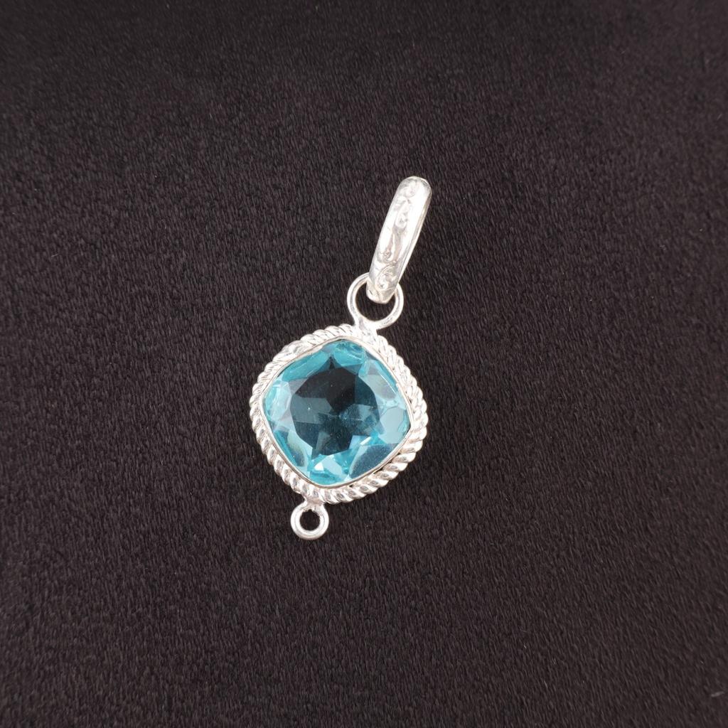Cushion Sky Blue Topaz Gemstone Sterling Silver Sisters Gift New Pendant Jewelry PP-11-3
