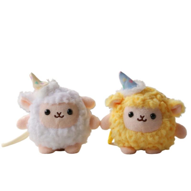 NEW Cartoon Anime Mini Sheep Keychain Fluffy Soft Stuffed Lamb Pendant Backpack Decor Keychain New Year Mascot Birthday Gifts
