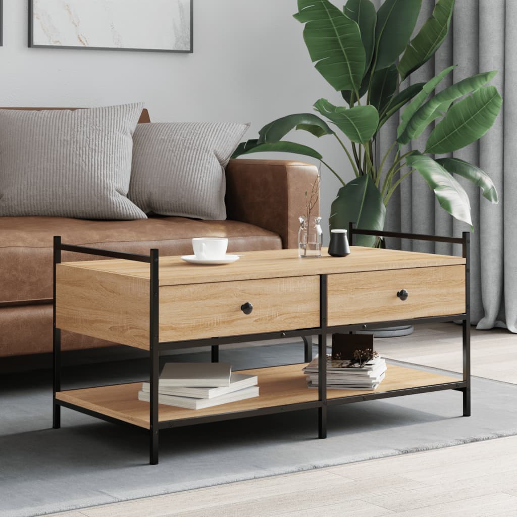 Coffee Table Sonoma Oak 99x50x50 Cm Wood Based Panel