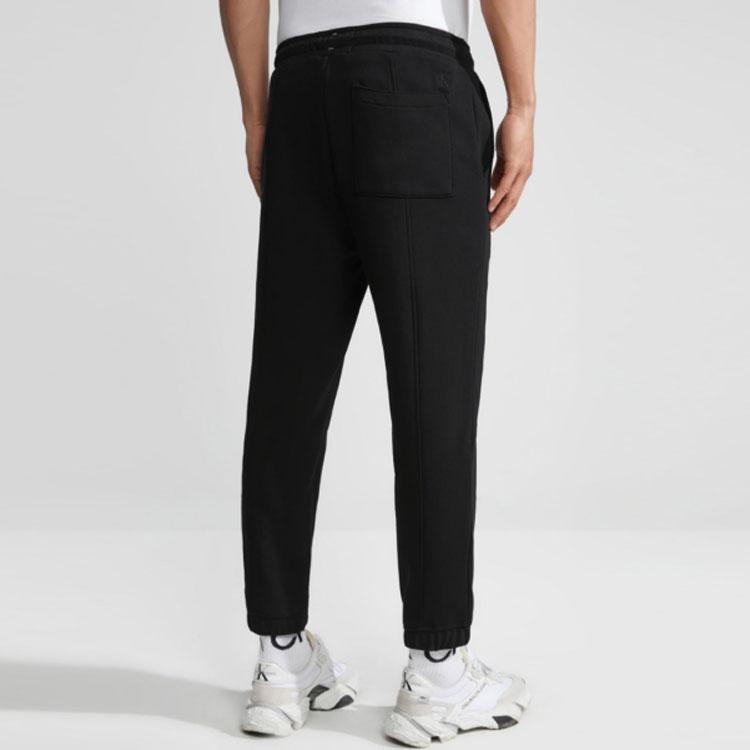 Calvin Klein Minimalist Letter Embroidered Drawstring Waist Melange Sports Casual Pants Men bottoms Space-Black J323183-BEH