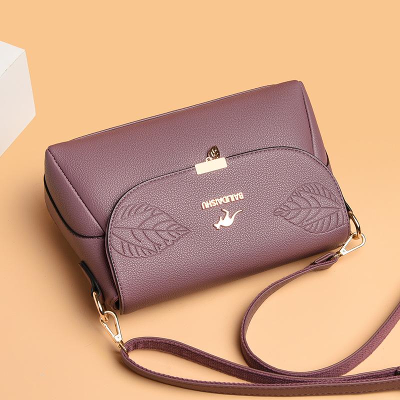 Women's Bag Fashion Soft Leather Embossed Shoulder Bag Middle-aged Women Crossbody Bag Trend Women's Bag