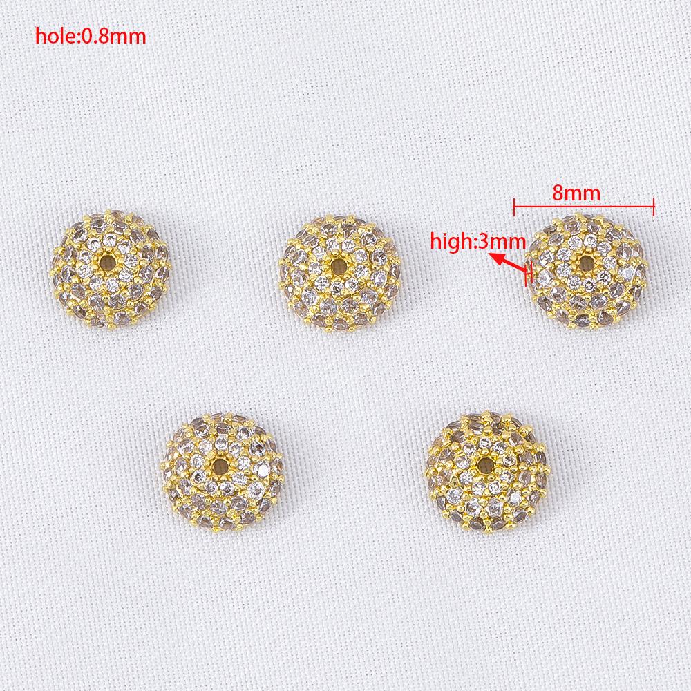 8mm Spacer Bead Caps Gold Plated Brass with Shiny Zircon Flower Bead Copper End Caps for Jewelry Making Supplies DIY Accessories