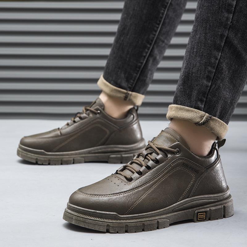 Men's Low-top Martin Boots British Casual Leather Shoes Fashion Versatile Shoes New Autumn and Winter Men's Leather Shoes