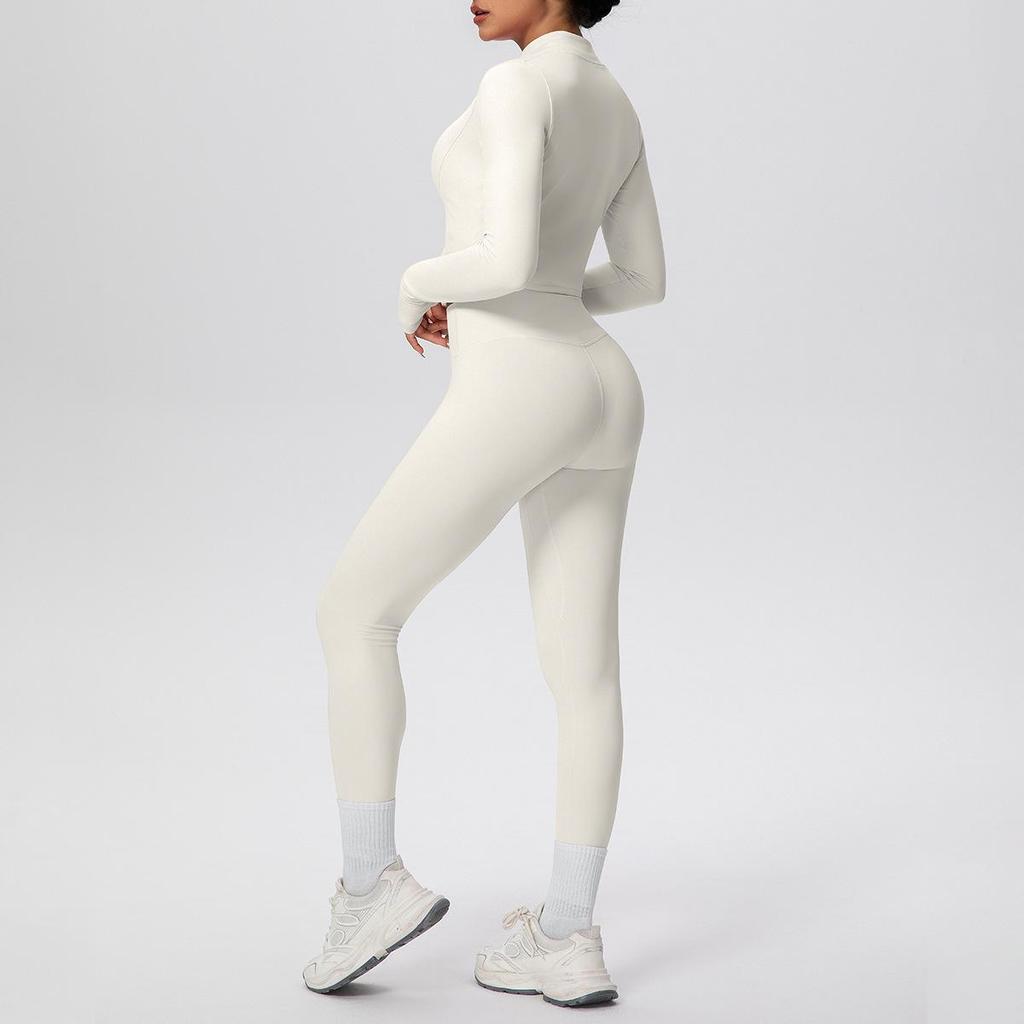 Solid Color Racerback Yoga Three-piece Set for Fitness & Running