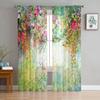 Rose Flower Abstract Tulle Curtains For Living Room Chiffon Voile Sheer Window Curtain For Bedroom