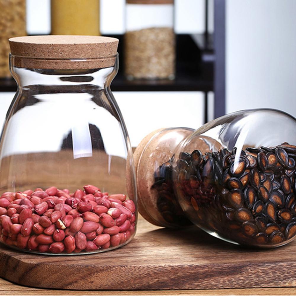 Capac din lemn, sticlă, borcan de depozitare, sticle de bucătărie, borcane trapezoidale pentru alimente, recipient pentru boabe de ceai și cafea, boabe de bomboane