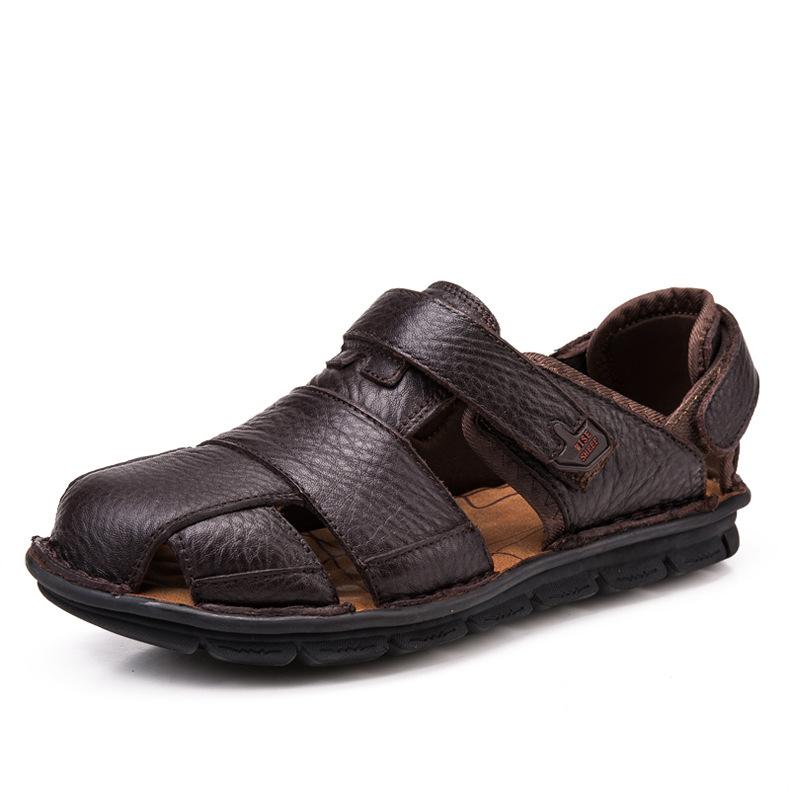 Fashion men beach shoes high quality Cow Leather sandals for men Men sandals Retro summer shoes genuine leather sandalslgb5