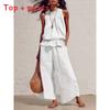 Bohemian Style Womens Sleeveless Twopiece Set With Polyester Fabric For Casual Summer Wear