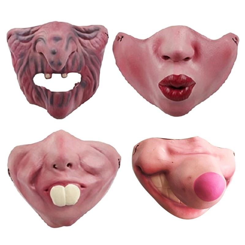 Latex Half Face Costume Mask Set for Group Photos, Cosplay Use, Stage Scenes and Theme Gathering Party Supplies