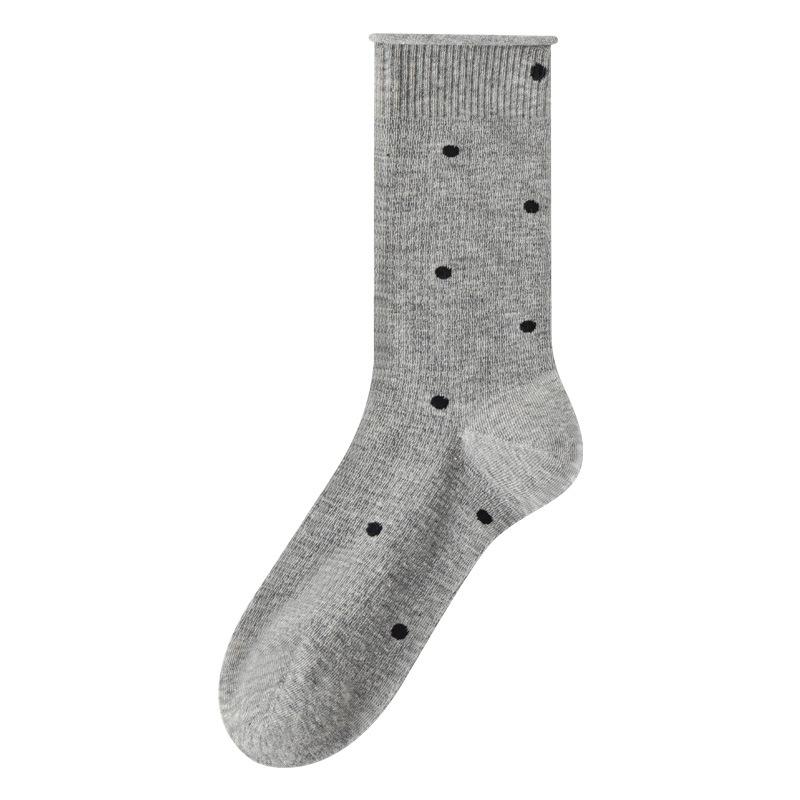 Women's Spring and Summer Thin Style Trend All Go Wave Dot Mesh Breathable Tube Stack Socks