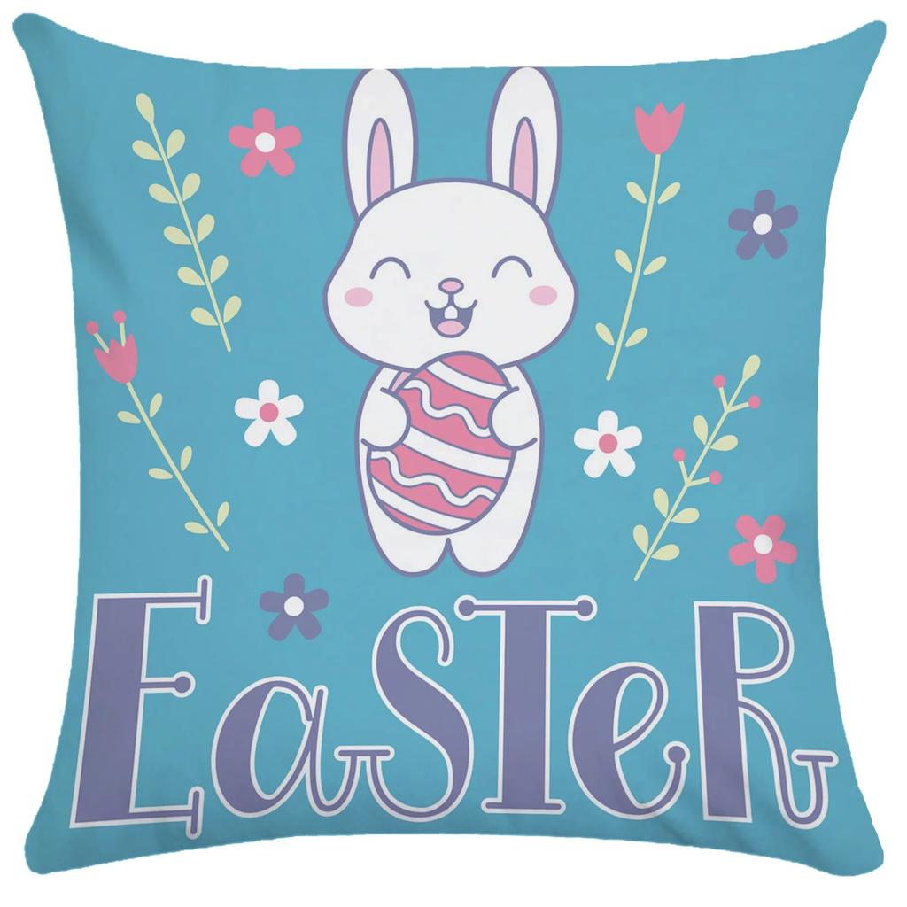 Home Decoration Easter Pillowcase Cute Rabbit Egg Print Pillowcase Living Room Sofa Cushion Cover Bedroom Room Decoration