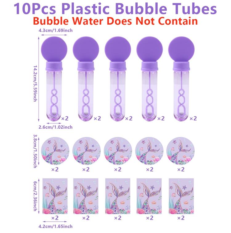 

10pcs Bubble Wand Soap Bottles Mermaid Stickers Tube Bubble Wand Mermaid Party Gifts Mermaid Girl Birthday Party Decorations