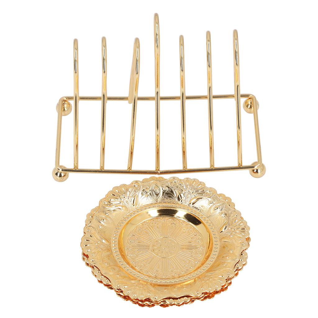 Metal Coaster Holder Set Zinc Alloy Vintage Coaster Stand Set Drink Coasters with Decorative Rack for Home Kitchen Bar