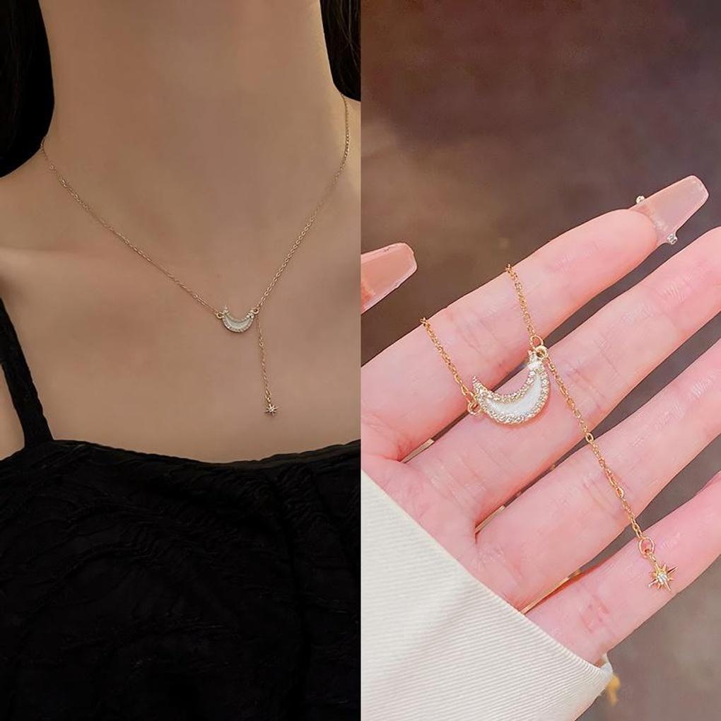 Women's Moon Moon Cubic Drop Simple Daily Necklace