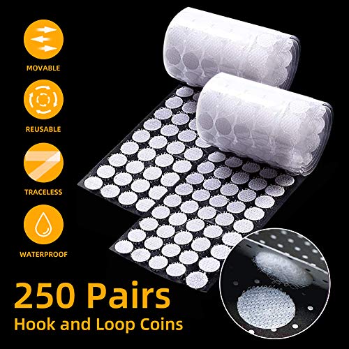 Hook and Loop Dots Self Adhesive 20mm ZAWTR 500 Pcs Sticky Back Coins Double Sided Strong Sticky Hook and Loop Tapes Waterproof DIY Stickers Crafts