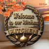 Metal Wall Art Kitchen Decor Welcome Sign Rustic Circular Wall Sign with Wheat and Onion Design Home Decor Gift