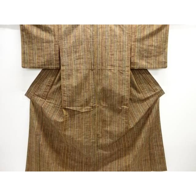 Striped woven single kimono [used] [wearing] [pongee/clothing]