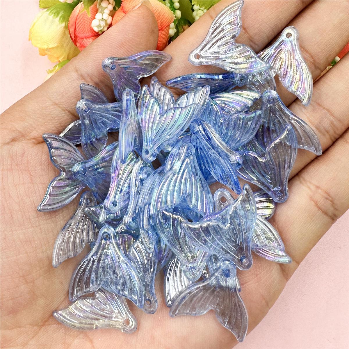 

100 шт. акриловые прозрачные цветные бусины с рыбьим хвостом, модное ожерелье, браслет из бисера, материал для женщин и девочек, украшения своими руками, подарки 100Pcs 20*19.4mm синий