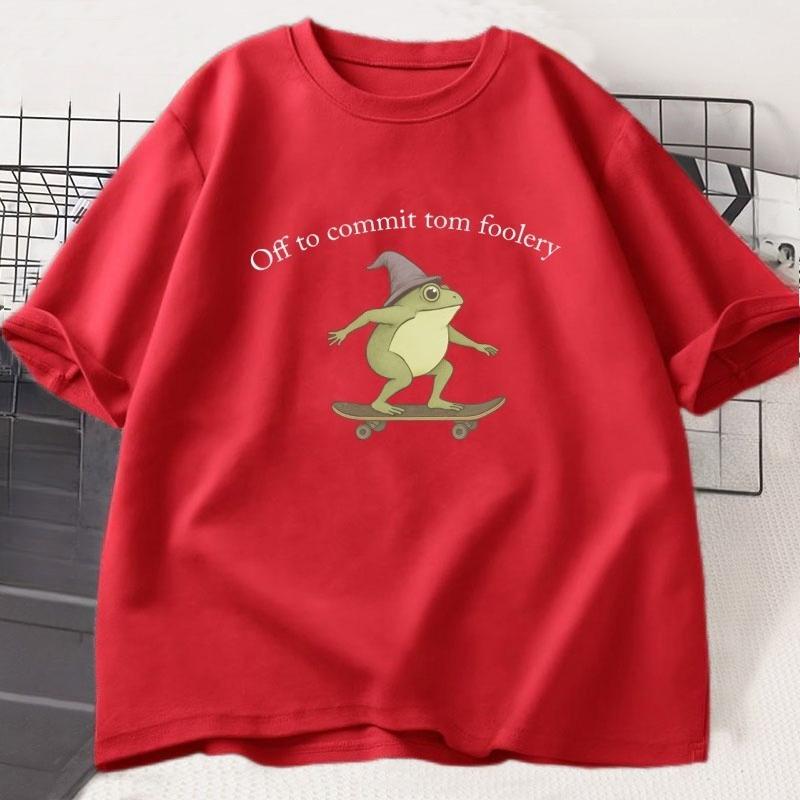 Funny Frog TShirt Silly Weirdcore Graphic Tee Printed Cotton Shortsleeve T Shirt WOMEN Unisex Cool Streetwear Tshirts Clothing
