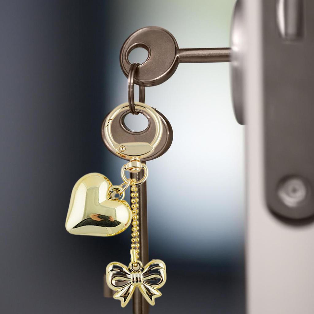 Lovely Heart Shaped Keychain Pendant Small Key Adornment Lightweight Keyring Charm Bowknot Key Pendant Metal Material