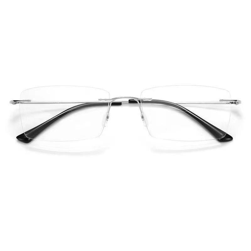 Frameless Cut Edge Reading Glasses Anti Blue Light for Men Middle Aged Elderly Anti Fatigue Glasses