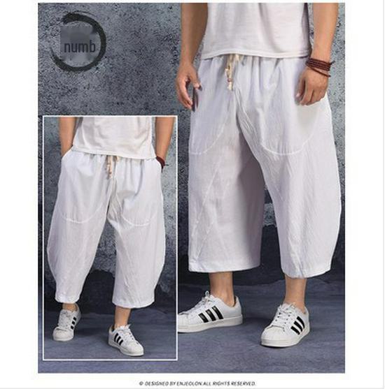 

Літні чоловічі лляні широкі штани гаремного стилю в китайському стилі 2022